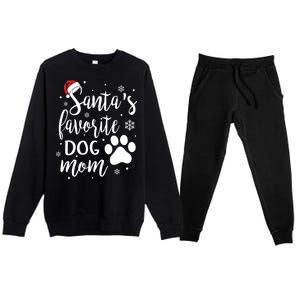 SantaS Favorite Dog Mom Christmas Birthday Dog Lovers Gift Premium Crewneck Sweatsuit Set