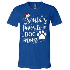 SantaS Favorite Dog Mom Christmas Birthday Dog Lovers Gift V-Neck T-Shirt