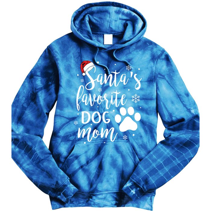 SantaS Favorite Dog Mom Christmas Birthday Dog Lovers Gift Tie Dye Hoodie