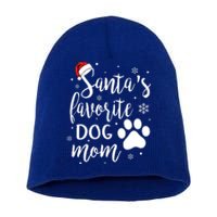 SantaS Favorite Dog Mom Christmas Birthday Dog Lovers Gift Short Acrylic Beanie