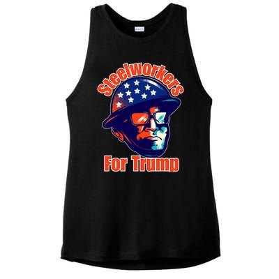 Steelworkers For Donald Trump 2024 Blue Collar Workers Maga Ladies PosiCharge Tri-Blend Wicking Tank