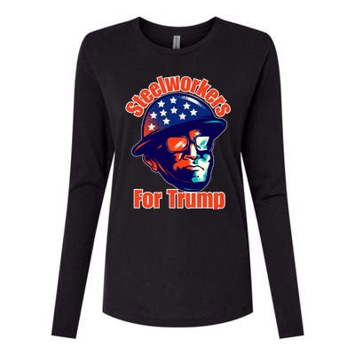 Steelworkers For Donald Trump 2024 Blue Collar Workers Maga Womens Cotton Relaxed Long Sleeve T-Shirt