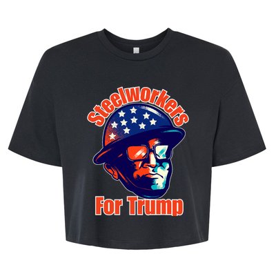 Steelworkers For Donald Trump 2024 Blue Collar Workers Maga Bella+Canvas Jersey Crop Tee