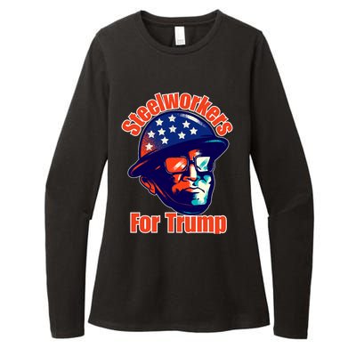 Steelworkers For Donald Trump 2024 Blue Collar Workers Maga Womens CVC Long Sleeve Shirt