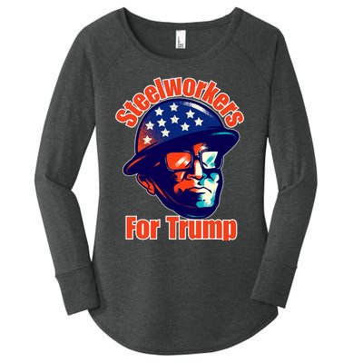 Steelworkers For Donald Trump 2024 Blue Collar Workers Maga Women's Perfect Tri Tunic Long Sleeve Shirt