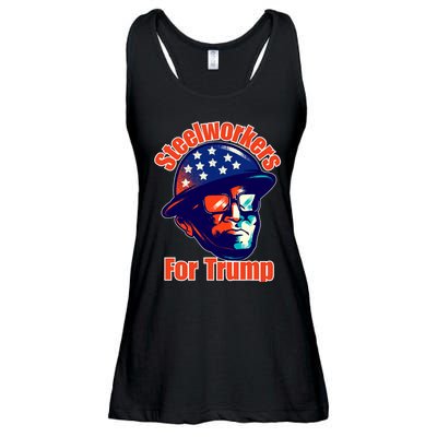 Steelworkers For Donald Trump 2024 Blue Collar Workers Maga Ladies Essential Flowy Tank