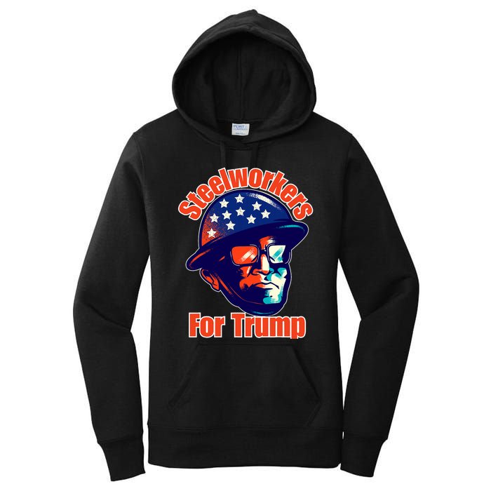 Steelworkers For Donald Trump 2024 Blue Collar Workers Maga Women's Pullover Hoodie