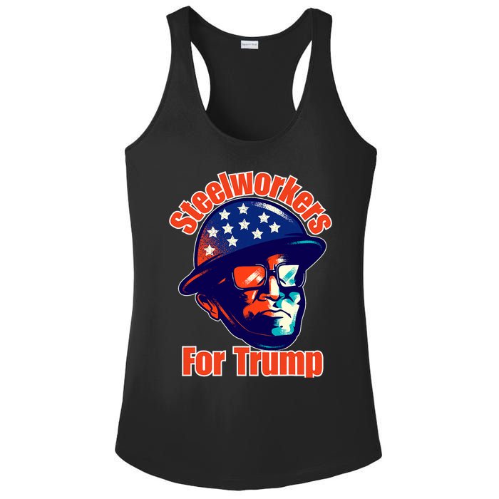 Steelworkers For Donald Trump 2024 Blue Collar Workers Maga Ladies PosiCharge Competitor Racerback Tank