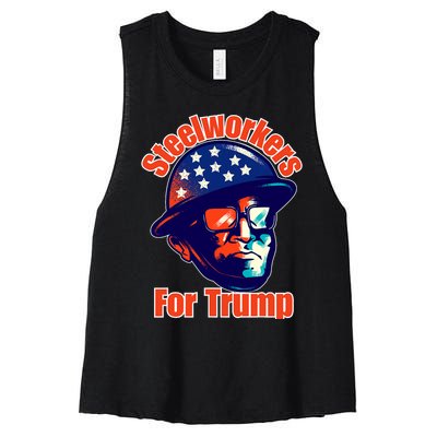 Steelworkers For Donald Trump 2024 Blue Collar Workers Maga Women's Racerback Cropped Tank