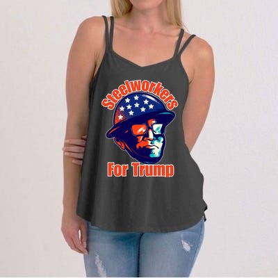 Steelworkers For Donald Trump 2024 Blue Collar Workers Maga Women's Strappy Tank