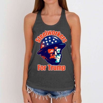 Steelworkers For Donald Trump 2024 Blue Collar Workers Maga Women's Knotted Racerback Tank