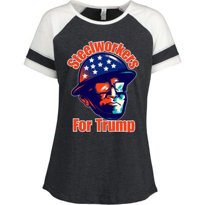 Steelworkers For Donald Trump 2024 Blue Collar Workers Maga Enza Ladies Jersey Colorblock Tee