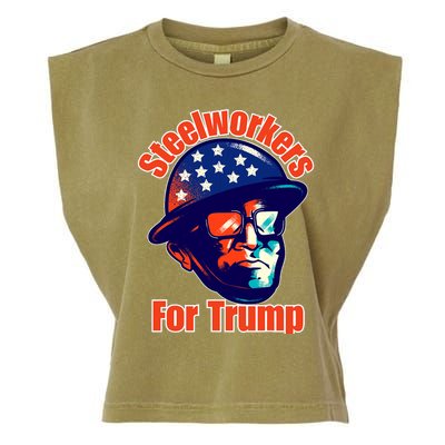 Steelworkers For Donald Trump 2024 Blue Collar Workers Maga Garment-Dyed Women's Muscle Tee