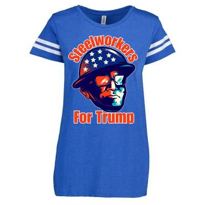 Steelworkers For Donald Trump 2024 Blue Collar Workers Maga Enza Ladies Jersey Football T-Shirt