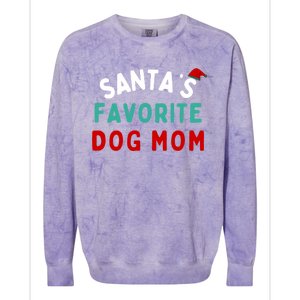 SantaS Favorite Dog Mom Funny Dog Santa Dog Mom Christmas Gift Colorblast Crewneck Sweatshirt