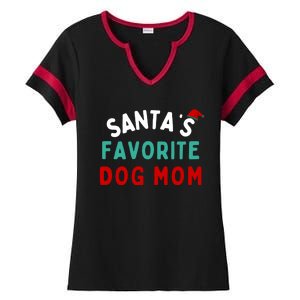 SantaS Favorite Dog Mom Funny Dog Santa Dog Mom Christmas Gift Ladies Halftime Notch Neck Tee