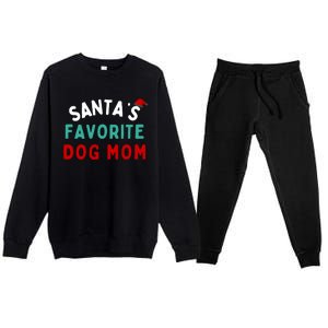 SantaS Favorite Dog Mom Funny Dog Santa Dog Mom Christmas Gift Premium Crewneck Sweatsuit Set