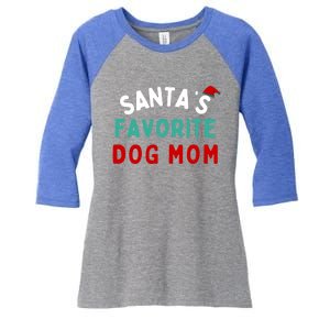 SantaS Favorite Dog Mom Funny Dog Santa Dog Mom Christmas Gift Women's Tri-Blend 3/4-Sleeve Raglan Shirt