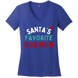 SantaS Favorite Dog Mom Funny Dog Santa Dog Mom Christmas Gift Women's V-Neck T-Shirt