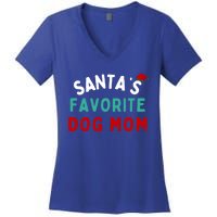 SantaS Favorite Dog Mom Funny Dog Santa Dog Mom Christmas Gift Women's V-Neck T-Shirt