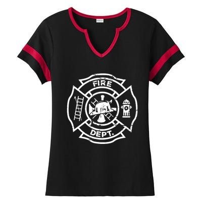 Symbol Fire Department Fire Fighter Firefighter Ladies Halftime Notch Neck Tee