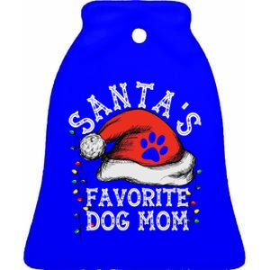 SantaS Favorite Dog Mom Gift Ceramic Bell Ornament