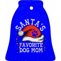 SantaS Favorite Dog Mom Gift Ceramic Bell Ornament