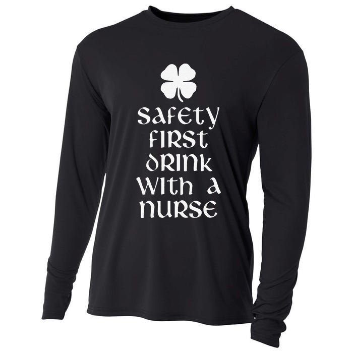 Safety First Drink With A Nurse Saint Patrick's Day Cooling Performance Long Sleeve Crew