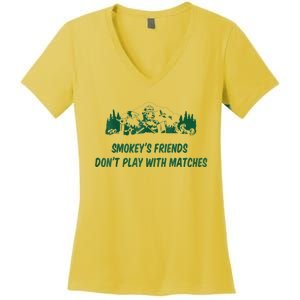 Smokey's Friends Don't Play With Matches Women's V-Neck T-Shirt