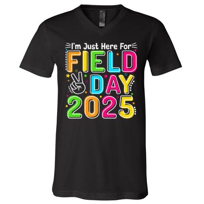 School Field Day Teacher Im Just Here For Field Day 2025 V-Neck T-Shirt