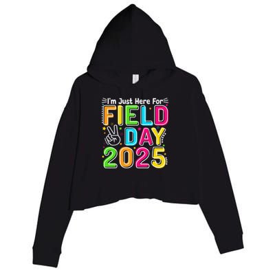 School Field Day Teacher Im Just Here For Field Day 2025 Crop Fleece Hoodie