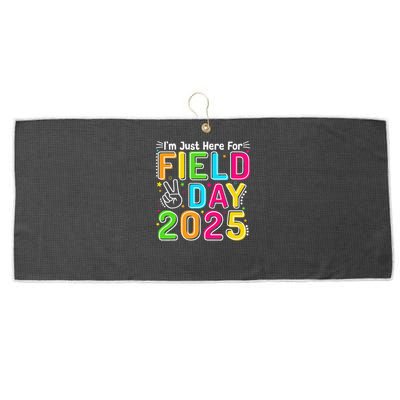 School Field Day Teacher Im Just Here For Field Day 2025 Large Microfiber Waffle Golf Towel