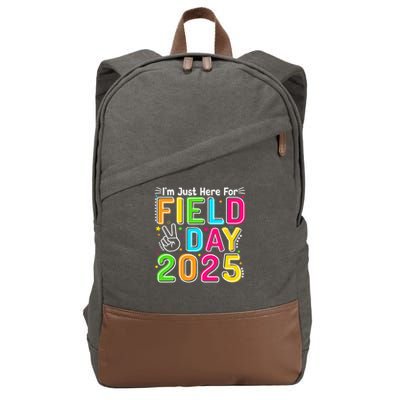 School Field Day Teacher Im Just Here For Field Day 2025 Cotton Canvas Backpack