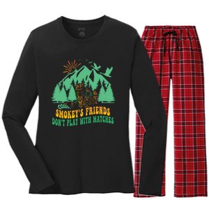 Smokey's friends don't play with matches funny saying Women's Long Sleeve Flannel Pajama Set 