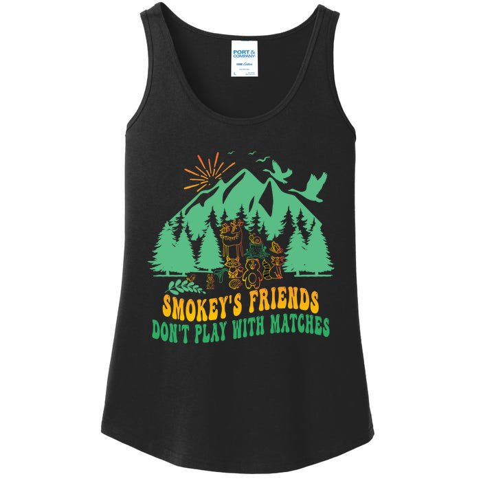 Smokey's friends don't play with matches funny saying Ladies Essential Tank