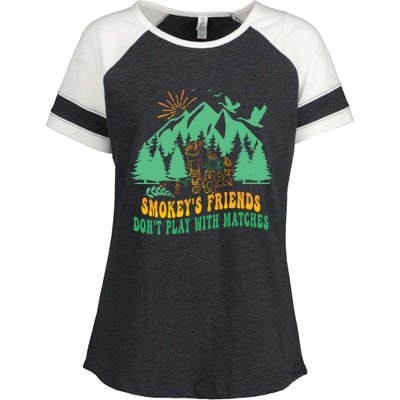 Smokey's friends don't play with matches funny saying Enza Ladies Jersey Colorblock Tee