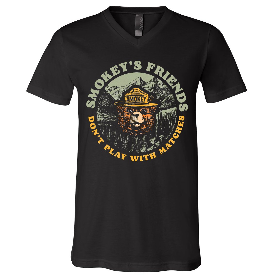 Smokeys Friends Dont Play With Matches V-Neck T-Shirt