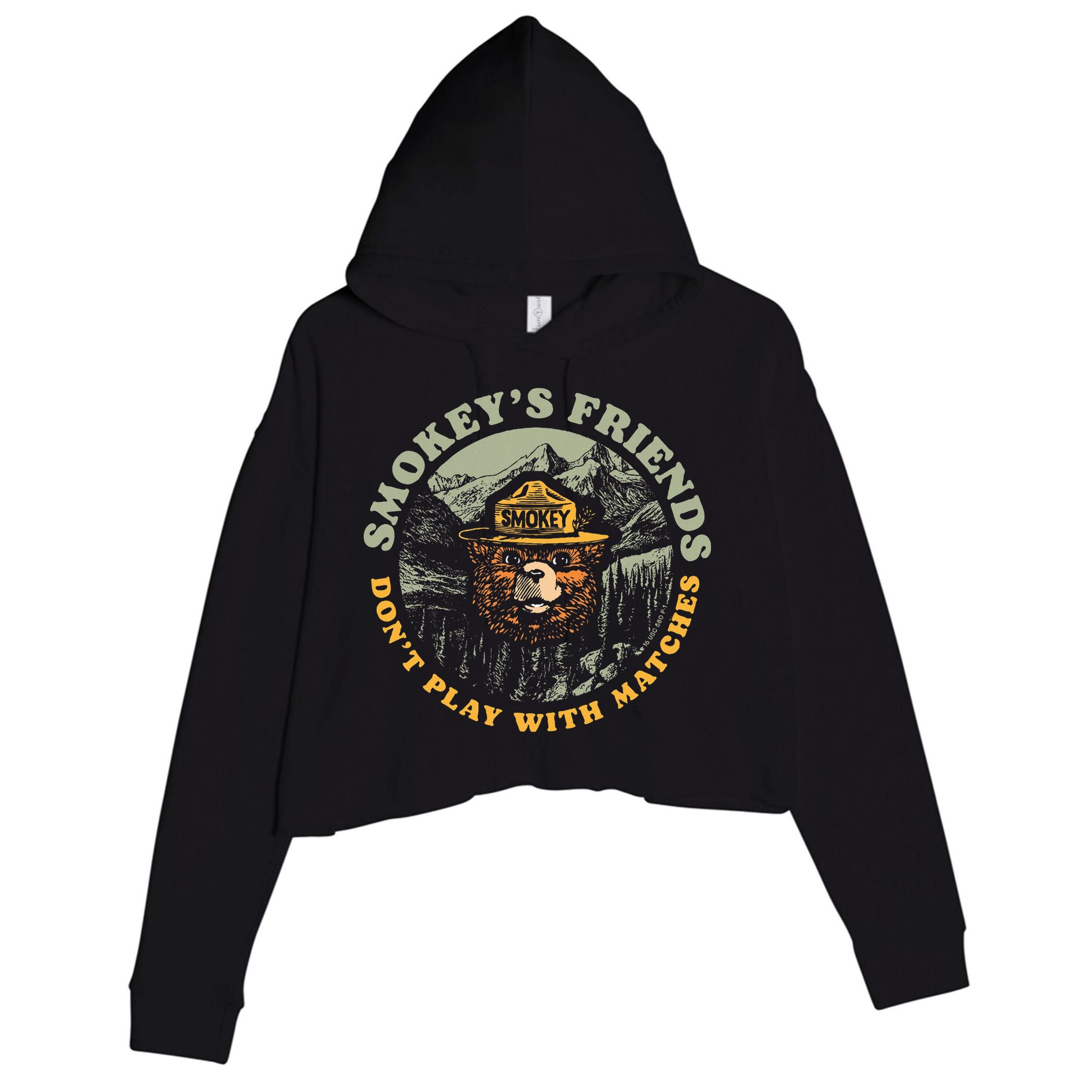 Smokeys Friends Dont Play With Matches Crop Fleece Hoodie