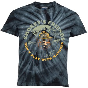 Smokeys Friends Dont Play With Matches Kids Tie-Dye T-Shirt