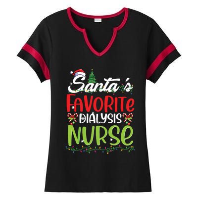 SantaS Favorite Dialysis Nurse Christmas Santa Hat Holiday Ladies Halftime Notch Neck Tee