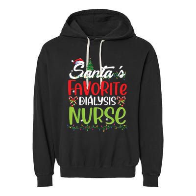 SantaS Favorite Dialysis Nurse Christmas Santa Hat Holiday Garment-Dyed Fleece Hoodie