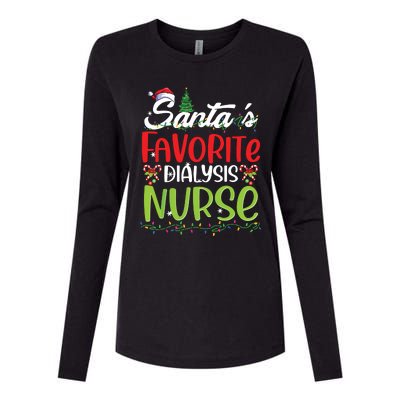 SantaS Favorite Dialysis Nurse Christmas Santa Hat Holiday Womens Cotton Relaxed Long Sleeve T-Shirt