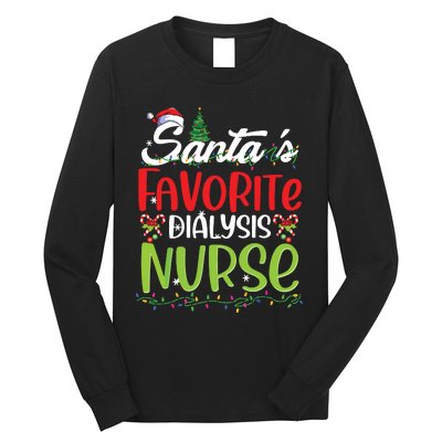 SantaS Favorite Dialysis Nurse Christmas Santa Hat Holiday Long Sleeve Shirt