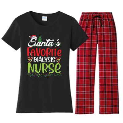 SantaS Favorite Dialysis Nurse Christmas Santa Hat Holiday Women's Flannel Pajama Set