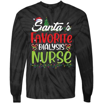 SantaS Favorite Dialysis Nurse Christmas Santa Hat Holiday Tie-Dye Long Sleeve Shirt