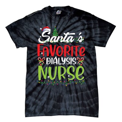 SantaS Favorite Dialysis Nurse Christmas Santa Hat Holiday Tie-Dye T-Shirt