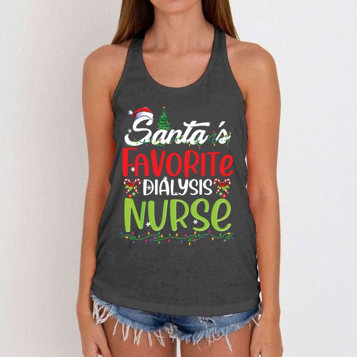 SantaS Favorite Dialysis Nurse Christmas Santa Hat Holiday Women's Knotted Racerback Tank