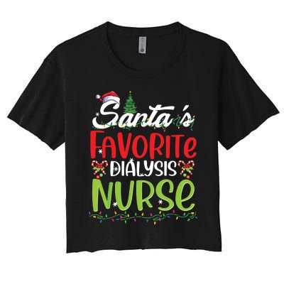 SantaS Favorite Dialysis Nurse Christmas Santa Hat Holiday Women's Crop Top Tee