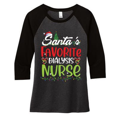 SantaS Favorite Dialysis Nurse Christmas Santa Hat Holiday Women's Tri-Blend 3/4-Sleeve Raglan Shirt