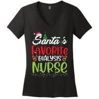 SantaS Favorite Dialysis Nurse Christmas Santa Hat Holiday Women's V-Neck T-Shirt